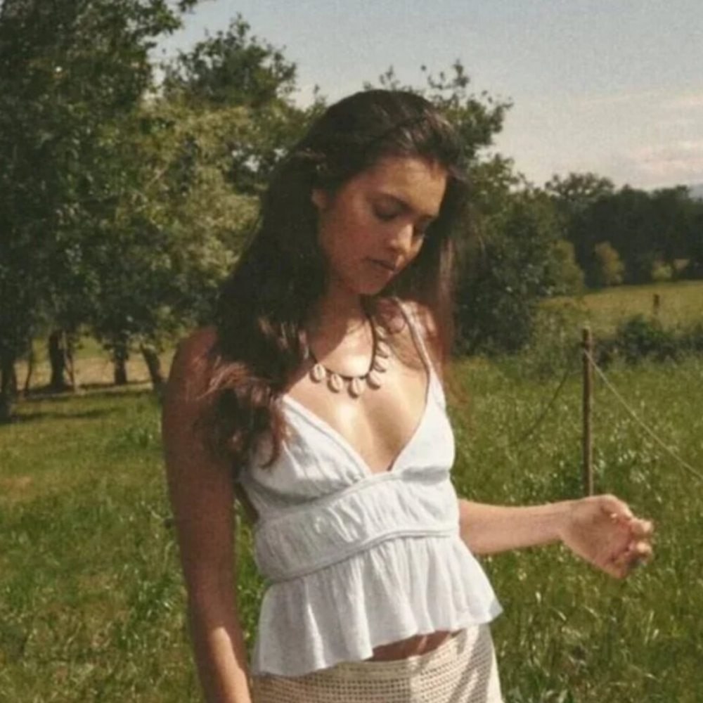 ZARA | Women's White Woven Braided Strap Tie Up Boho Cropped Tank Top NWOT